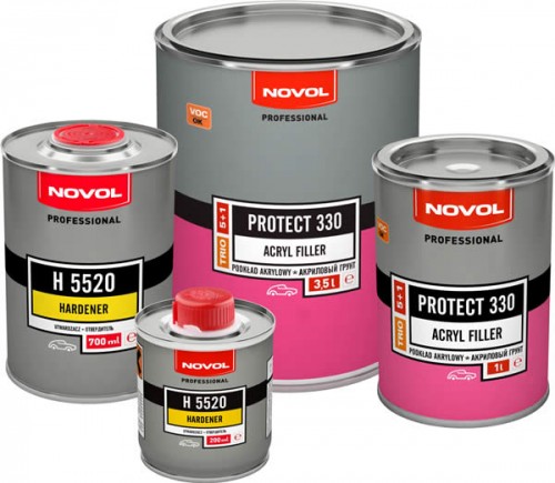 Plnič Novol Protect 330 1l středně šedý + tužidlo 0,2l